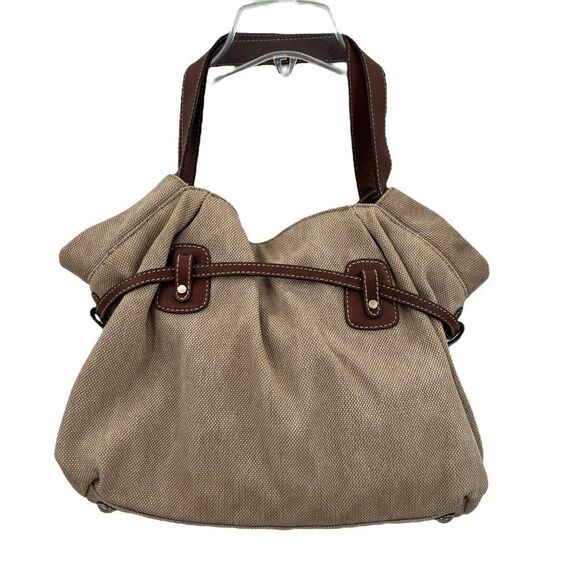 Michael Kors Large Tan & Brown Canvas & Leather Multi-Pocket Shoulder Bag - Picture 9 of 16